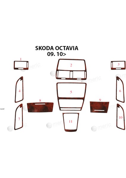 Skoda Octavia Piano Black Kaplama 2009 11 Parça Maun