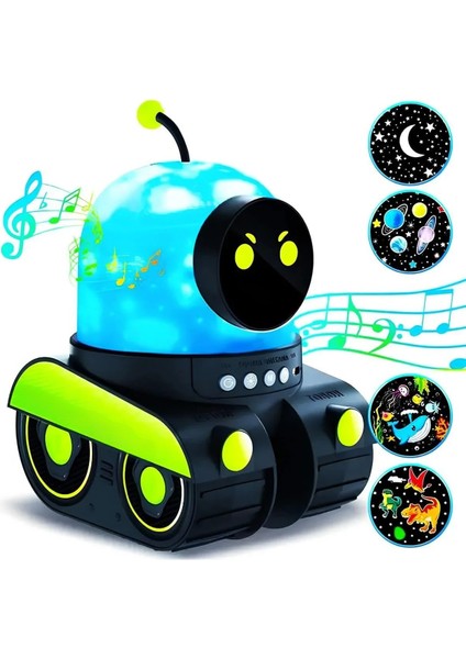 🧸eğitici ve Eğlenceli Robot Temali Projektör Gece Lambası 21 Filmli indirimleri