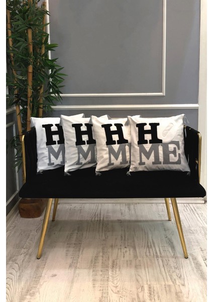 Nakışlı Püsküllü Dekoratif Kırlent Kılıfı Takımı (4 Parça - 43X43 Cm) NKK002