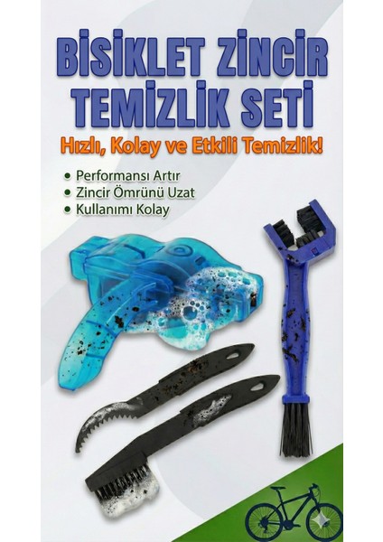 Bisiklet Zincir Temizlik Seti - Hızlı, Kolay ve Etkili Temizlik Çözümü (Aparat ve Fırçalar)