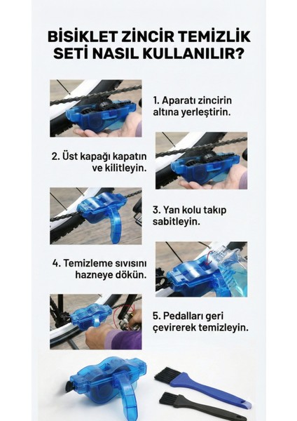 Bisiklet Zincir Temizlik Seti - Hızlı, Kolay ve Etkili Temizlik Çözümü (Aparat ve Fırçalar) fiyatları