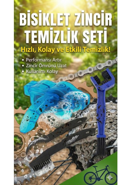 Bisiklet Zincir Temizlik Seti - Hızlı, Kolay ve Etkili Temizlik Çözümü (Aparat ve Fırçalar)