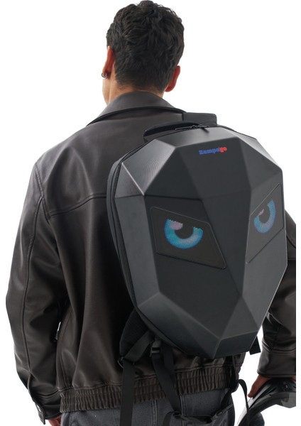 LED Se Göz Maskeli Akıllı Sırt Çantası – Sert Kasa, USB Şarj Girişli