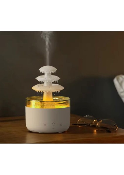 3 Katlı Şelale Yağmur Tasarımlı Ultrasonik Aroma Difüzör – 6 Renk LED Işıklı Hava Nemlendirici fiyatları