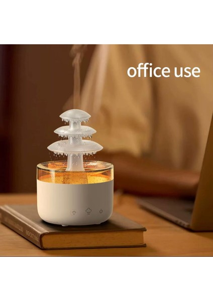 3 Katlı Şelale Yağmur Tasarımlı Ultrasonik Aroma Difüzör – 6 Renk LED Işıklı Hava Nemlendirici