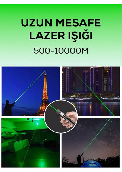 Ultra Güçlü Yeşil Şarjlı Lazer Pil Anahtar - Uzun Menzilli, Güçlü ve Çoklu Işık Efektli Er modelleri