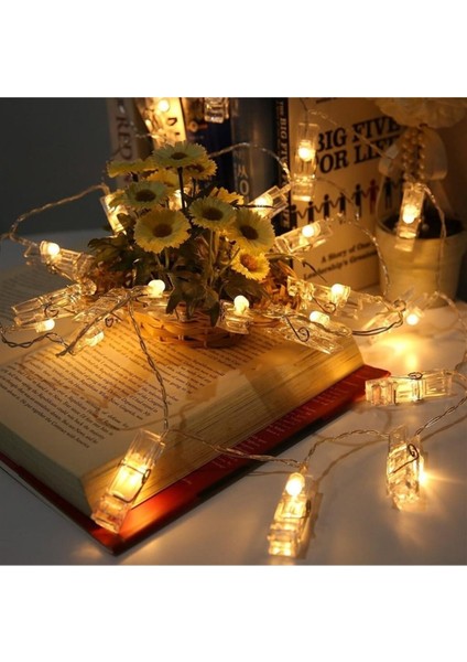 3 Metre 20LI LED Işıklı Dekoratif Fotoğraf Askılığı Mandalları indirimleri