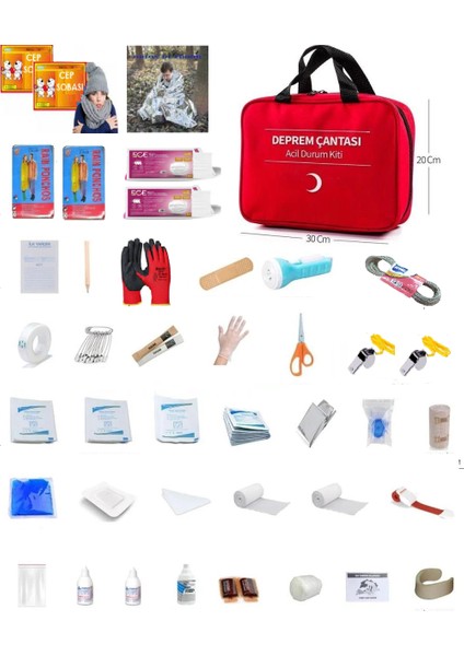 50 Parça İki Kişilik Deprem Çantası Ve İlkyardım Çantası DP50 modelleri