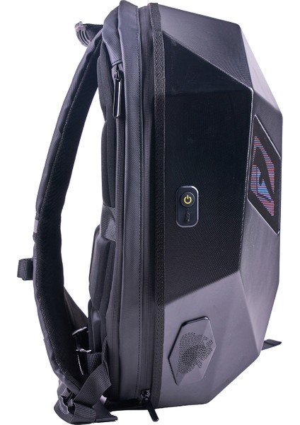 LED Kırmızı Göz Maskeli Akıllı Sırt Çantası - Sert Kasa, USB Şarj Girişli Teknolojik Çanta