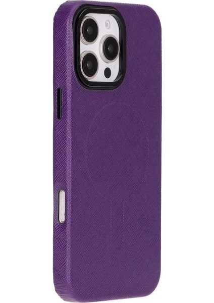 Apple iPhone 16 Pro Max Uyumlu, Hakiki Deri, El Yapımı Kılıf, Mor indirimleri