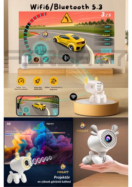 F7 Mini 4K Mini Projektör 4K Android 13 Tv Wifi Projeksiyon Ev Sineması Projektör Mini Taşınabilir fiyatları