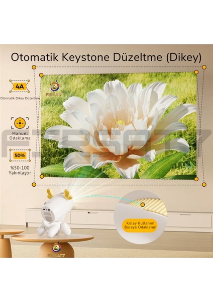 F7 Mini 4K Mini Projektör 4K Android 13 Tv Wifi Projeksiyon Ev Sineması Projektör Mini Taşınabilir fırsatları