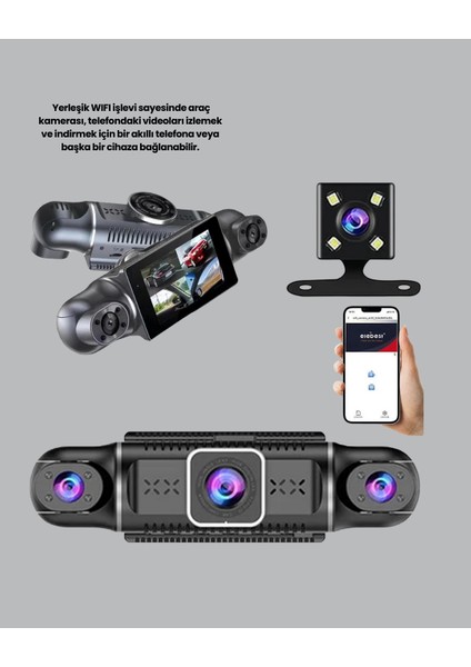 1080P 4 Kanallı Araç Kamerası Gps + Wifi + G Sensör Destekli modelleri