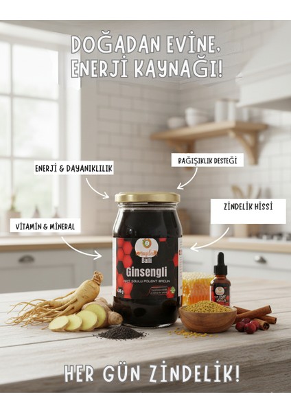 Ballı Ginsenkli Arı Sütlü Polenli Macun - Enerji & Solunum & Bağışıklık & Sindirim fırsatları