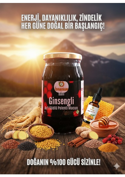 Ballı Ginsenkli Arı Sütlü Polenli Macun - Enerji & Solunum & Bağışıklık & Sindirim