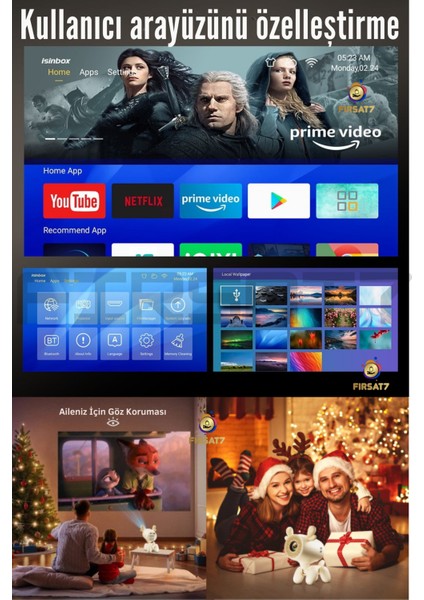 F7 Mini 4K Mini Projektör 4K Android 13 Tv Wifi Projeksiyon Ev Sineması Projektör Mini Taşınabilir
