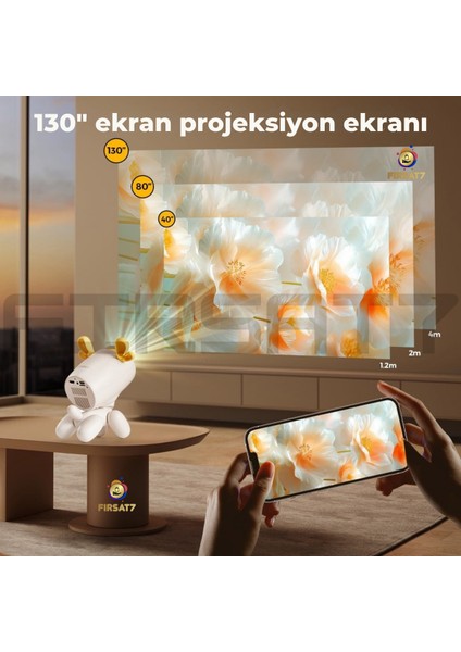 F7 Mini 4K Mini Projektör 4K Android 13 Tv Wifi Projeksiyon Ev Sineması Projektör Mini Taşınabilir