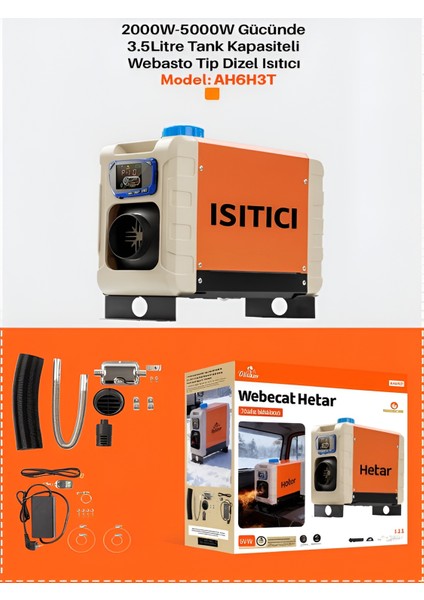 2000W-5000W 3.5 Litre Tank Webasto Tip 5kw Çanta Tipi Dizel Isıtıcı 12/21V Kamp Sobası