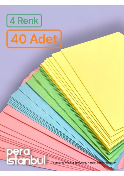 4 Renk 40 Adet 13X18 Renkli Mektup Davetiye Organizasyon Zarfı fiyatları
