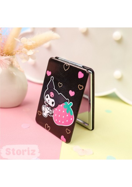 Kuromi Figürlü Mini Cep Aynası 8.6 cm x 6.2 cm - Siyah Çilek Model 3 modelleri