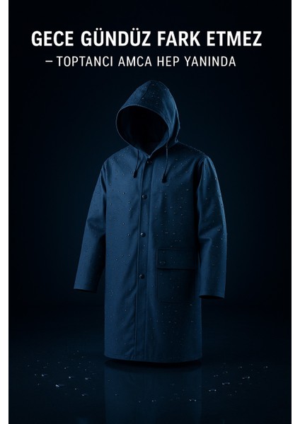 Pvc Kalın Yağmurluk Kapüşonlu 0.32 Mikron Kalınlık Fermuarlı Çıtçıtlı Su Geçirmez Iş Tipi Yağmurluk modelleri