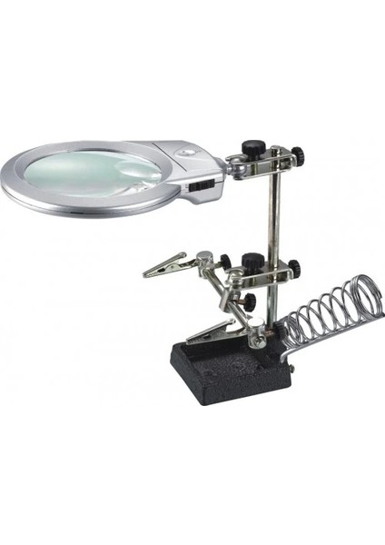 Ayarlanabilir Başlıklı Elektronikçi Yardım Lehim Standı ile Ledli Büyüteç fiyatları