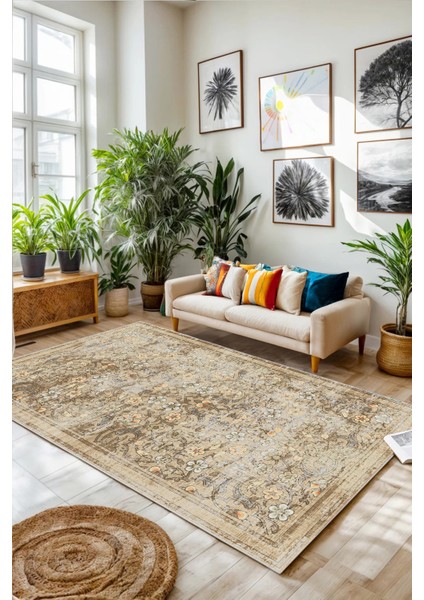 Kaymaz Taban Yıkanabilir Kalın Dokulu Halı Yolluk Mutfak Halısı Bej fiyatları