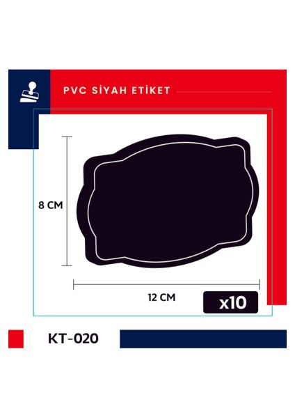 Damga Market Silinebilir, Yeniden Yazılabilir Pvc'den Siyah Etiketlikleri, Pvc Kara Tahtalar, 8 cm x 12 cm