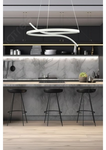 Snake Modern Tasarım Beyaz Renk Beyaz Ledli Yatak Odası - Cafe - Mutfak - Salon LED Avize