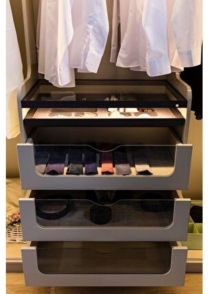 Puzzle Dolap 180 Lik Modern Tasarım Antrasit Renk 4 Kapılı Suntalam Malzeme Ayna Yok modelleri