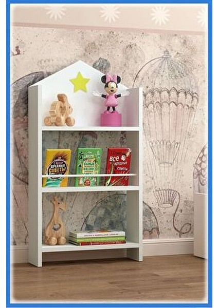 Kaitos Montessori Kitaplık Suntalam Malzeme ile 50x93x15 Cm Beyaz Renkli Modern Tasarım modelleri