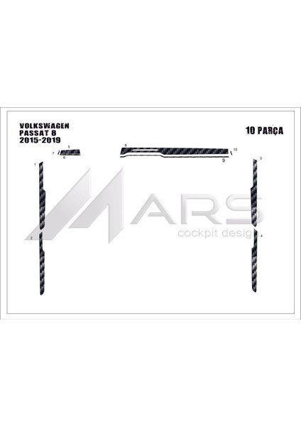 Volkswagen Passat B8 Konsol/torpido Kaplaması 2015-2019 Karbon