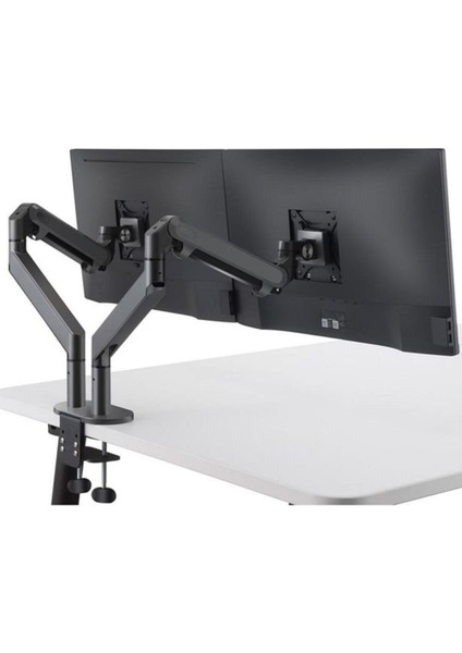 Alüminyum Amortisörlü Monitör Tutucu Çift Kol Koyu Gri Ayarlanabilir , Ergonomik Evrensel Tasarım