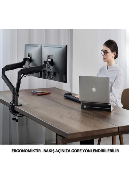 Alüminyum Amortisörlü Monitör Tutucu Çift Kol Koyu Gri Ayarlanabilir , Ergonomik Evrensel Tasarım fırsatları