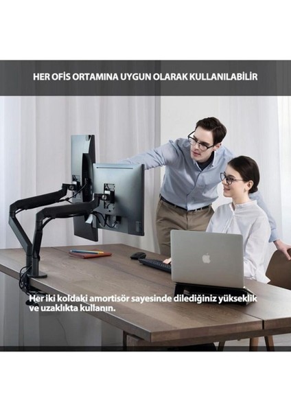 Alüminyum Amortisörlü Monitör Tutucu Çift Kol Koyu Gri Ayarlanabilir , Ergonomik Evrensel Tasarım indirimleri