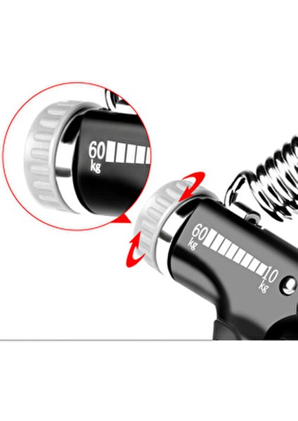 Ayarlı (Sayaçlı) El Yayı 5-60 kg Kaydırmaz Damar Çıkartıcı Bilek Kas Güçlendirme Aleti