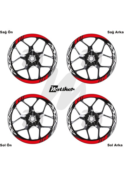 Cfmoto 250SR Geniş Jant Sticker Modeli 16'lı Kırmızı Beyaz fiyatları