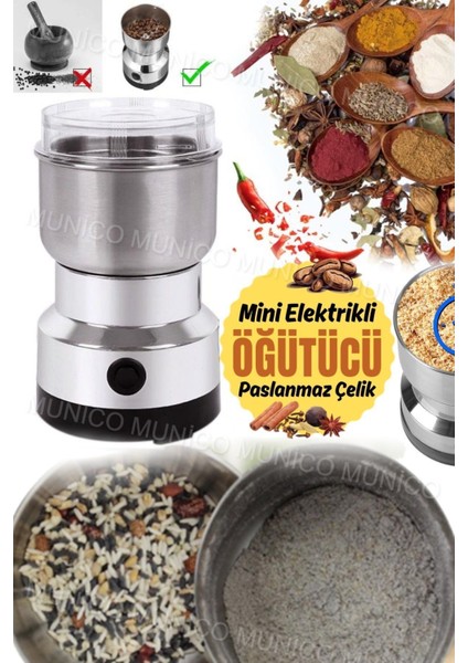 Paslanmaz Çelik Elektrikli Çok Amaçlı Baharat ve Kahve Öğütücü Mini Değirmen
