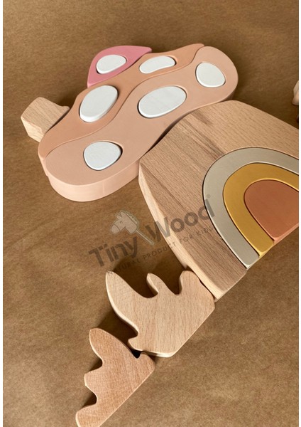 Ahşap Oyuncak Mantar Ev Puzzle Eğitsel Oyuncak fırsatları