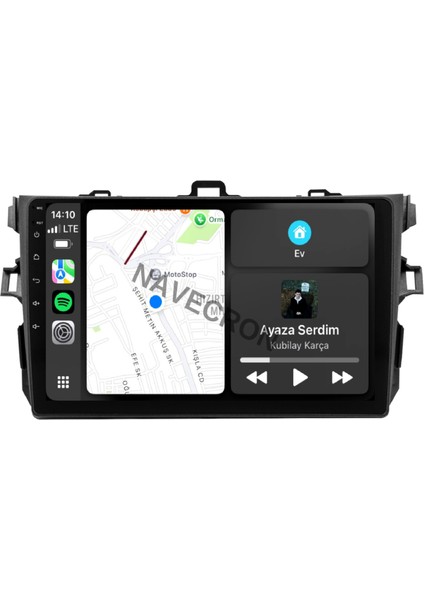 Toyota Corolla 2007-12 9" Uyumlu Android Multimedia Gerçek 4/64 Kablosuz Carplay Geri Görüş Kameralı