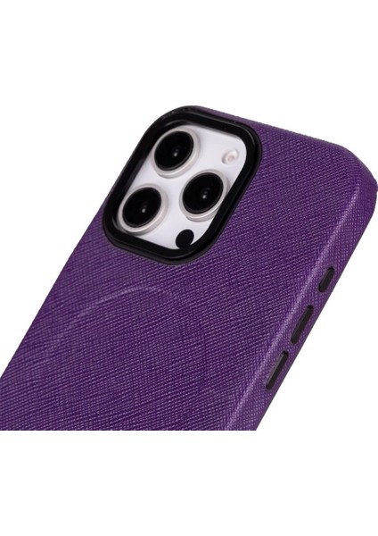 Apple iPhone 16 Pro Max Uyumlu, Hakiki Deri, El Yapımı Kılıf, Mor modelleri
