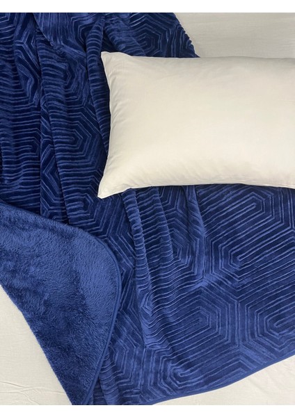 Tek Kişilik Battaniye Kalın Embos Lacivert