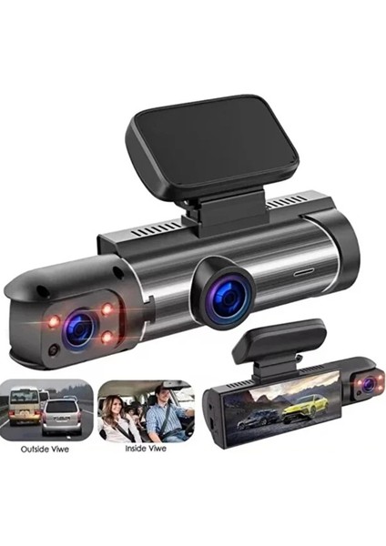 Çift Kameralı Araç Içi Kamera Wifi 1080P Full Hd, Gece Görüşü, G-Sensör, Park Modu, 3.16”