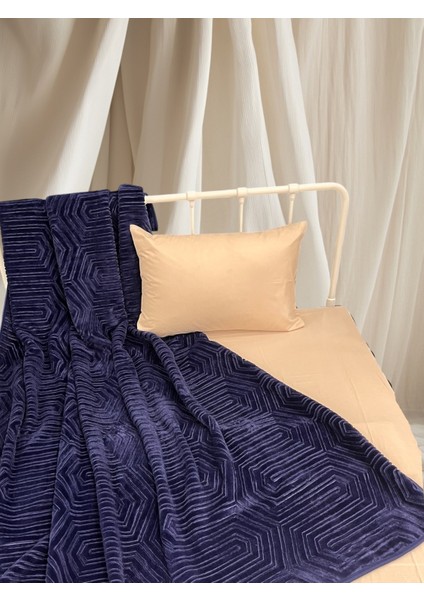 Tek Kişilik Battaniye Kalın Embos Lacivert fiyatları