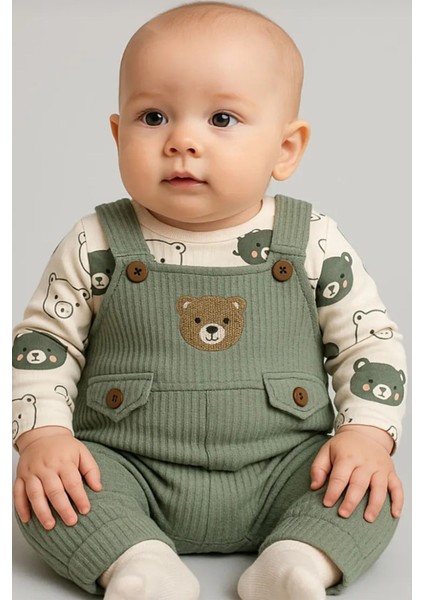 Erkek Bebek Takım Ayıcık Desenli Nakış Işlemeli Tulum-Zıbın-Çorap 3'lü Set %100 Pamuklu fiyatları