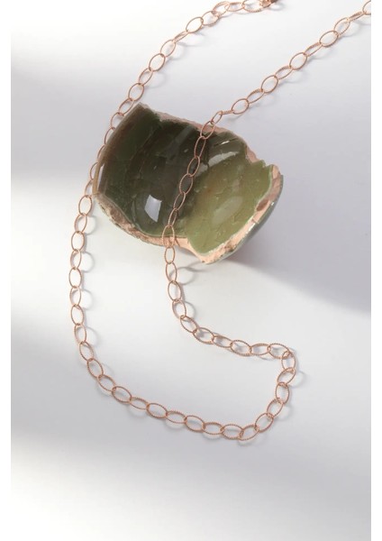 Minimal Oval Halka Detaylı Rose Kadın Gümüş Kolye modelleri