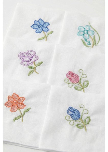 12 Adet, %100 Pamuk, 28X28 Cm, Nakış Işlemeli Kadın Mendili, Beyaz Mendil fiyatları