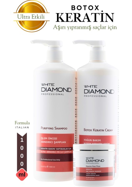 Botox Keratin profesyonel saç bakım yıpranmış saçlar için güçlü etkili onarıcı