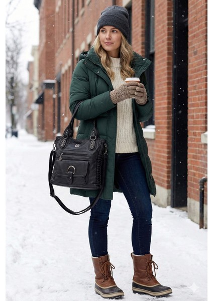 Siyah Düğüm Detaylı Omuz Çantası