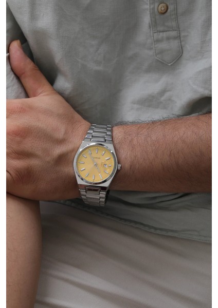 Sarı Kadranlı Gümüş Renk Erkek Kol Saati fiyatları